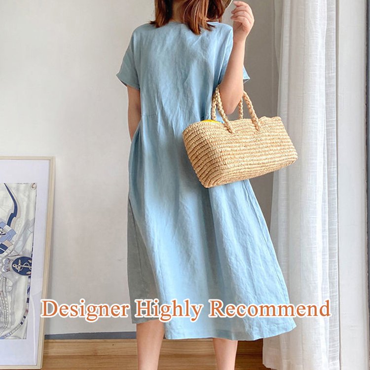Japanese-Style Linen and Cotton Dress - 2023 Trend, Hot Sale