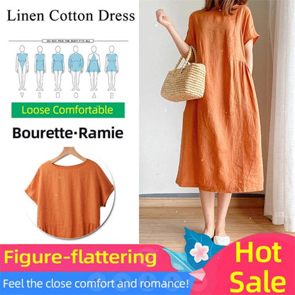 Japanese-Style Linen and Cotton Dress - 2023 Trend, Hot Sale