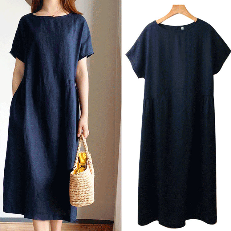 Japanese-Style Linen and Cotton Dress - 2023 Trend, Hot Sale