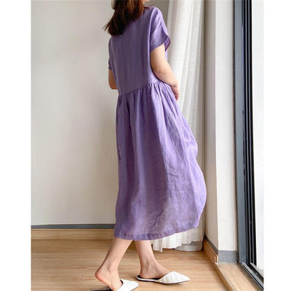 Japanese-Style Linen and Cotton Dress - 2023 Trend, Hot Sale