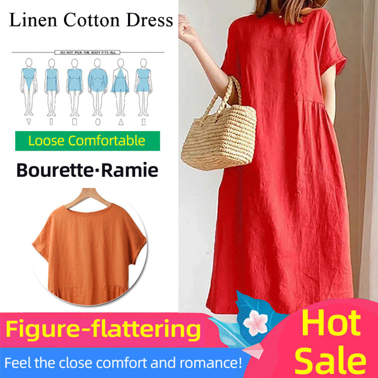 Japanese-Style Linen and Cotton Dress - 2023 Trend, Hot Sale