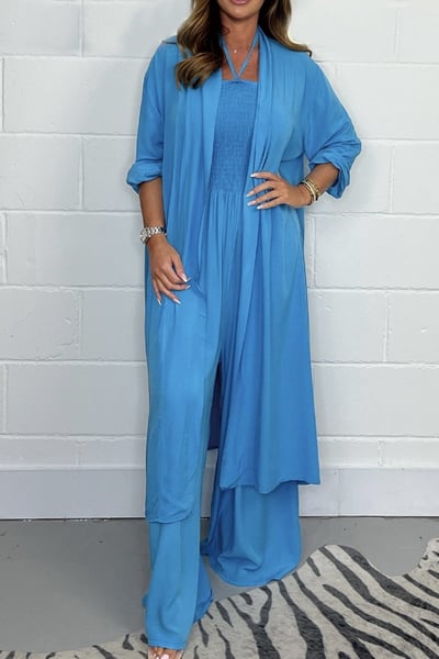 2-Piece Set – Wide-Leg Pants and Lace-Up Backless Summer Fashion Set for Women