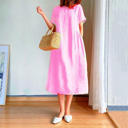 Japanese-Style Linen and Cotton Dress - 2023 Trend, Hot Sale