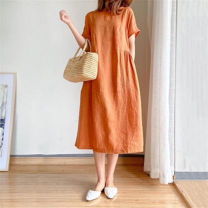 Japanese-Style Linen and Cotton Dress - 2023 Trend, Hot Sale