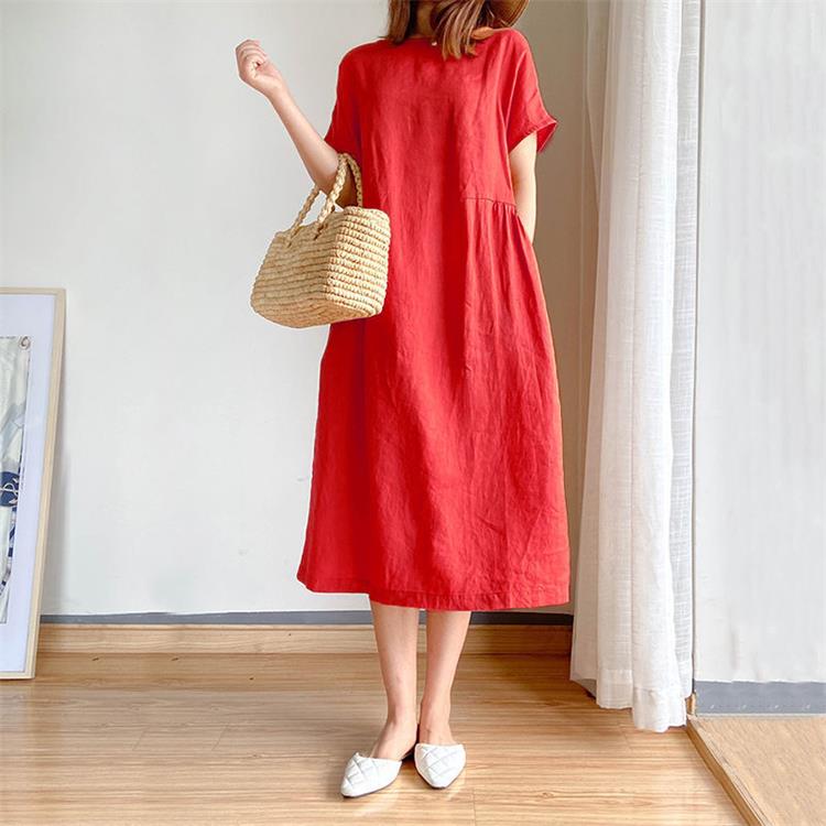 Japanese-Style Linen and Cotton Dress - 2023 Trend, Hot Sale