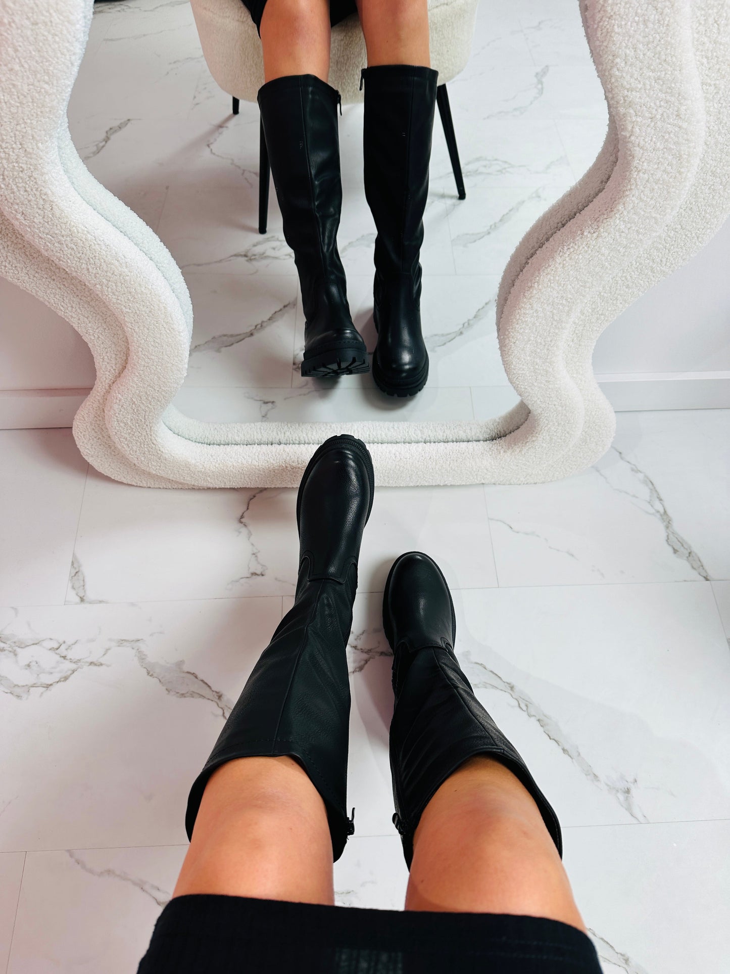 Anetta Black Knee-High Boots