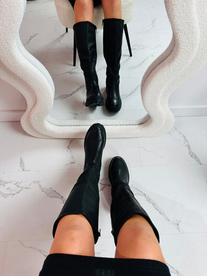 Anetta Black Knee-High Boots