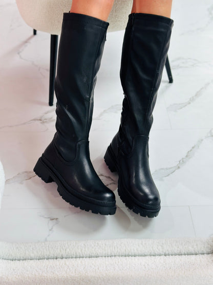Anetta Black Knee-High Boots
