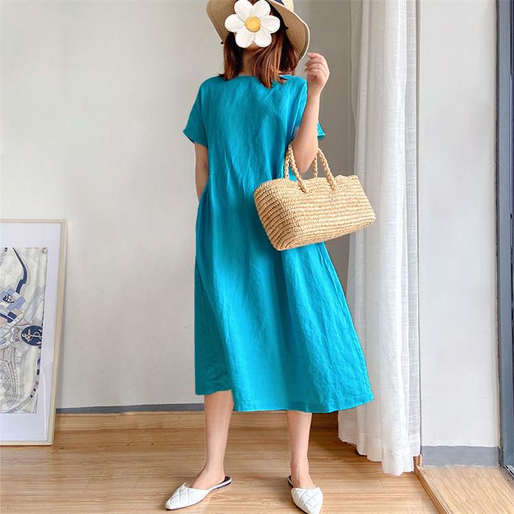 Japanese-Style Linen and Cotton Dress - 2023 Trend, Hot Sale