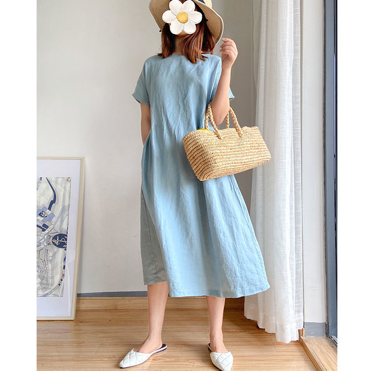 Japanese-Style Linen and Cotton Dress - 2023 Trend, Hot Sale