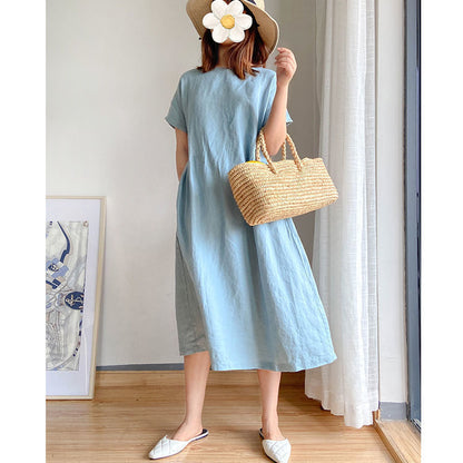 Japanese-Style Linen and Cotton Dress - 2023 Trend, Hot Sale