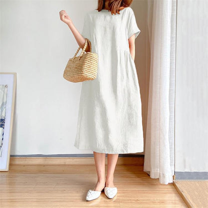 Japanese-Style Linen and Cotton Dress - 2023 Trend, Hot Sale