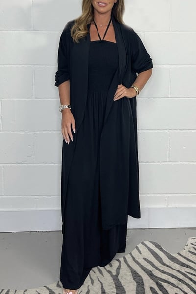 2-Piece Set – Wide-Leg Pants and Lace-Up Backless Summer Fashion Set for Women
