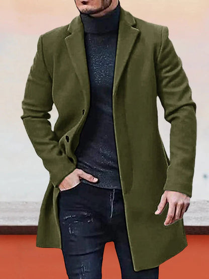 Men's Single-Row Buckle Solid Color Jacket