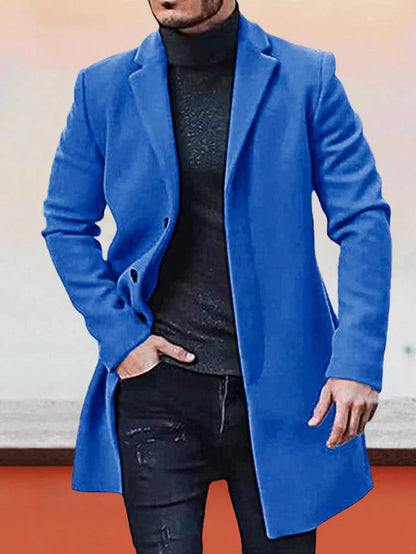 Men's Single-Row Buckle Solid Color Jacket