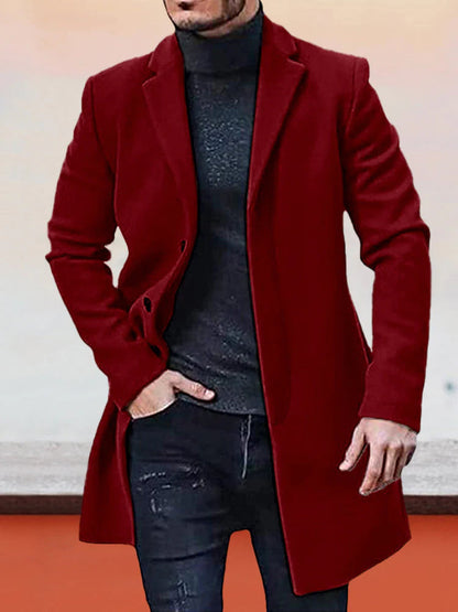 Men's Single-Row Buckle Solid Color Jacket