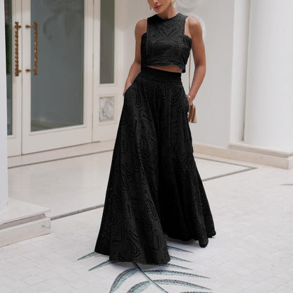 2-Piece Set – Cut-Out Sleeveless Top and Flowing Skirt