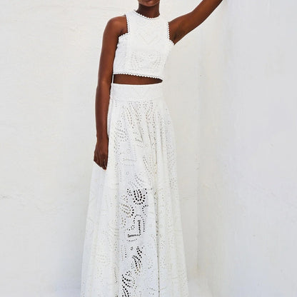 2-Piece Set – Cut-Out Sleeveless Top and Flowing Skirt
