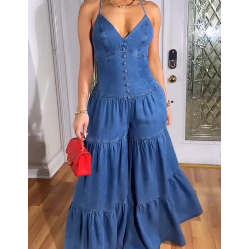 Sexy Backless Women’s V-Neck Jumpsuit
