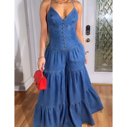 Sexy Backless Women’s V-Neck Jumpsuit