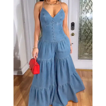 Sexy Backless Women’s V-Neck Jumpsuit