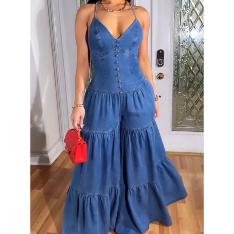 Sexy Backless Women’s V-Neck Jumpsuit