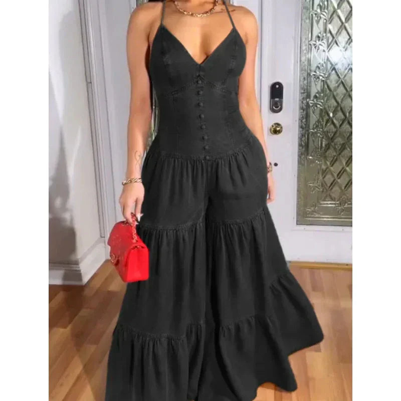 Sexy Backless Women’s V-Neck Jumpsuit