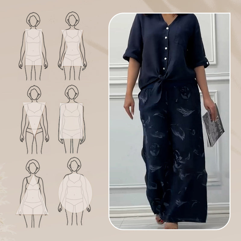 Women's set: Loose cardigan top and high-waisted pants