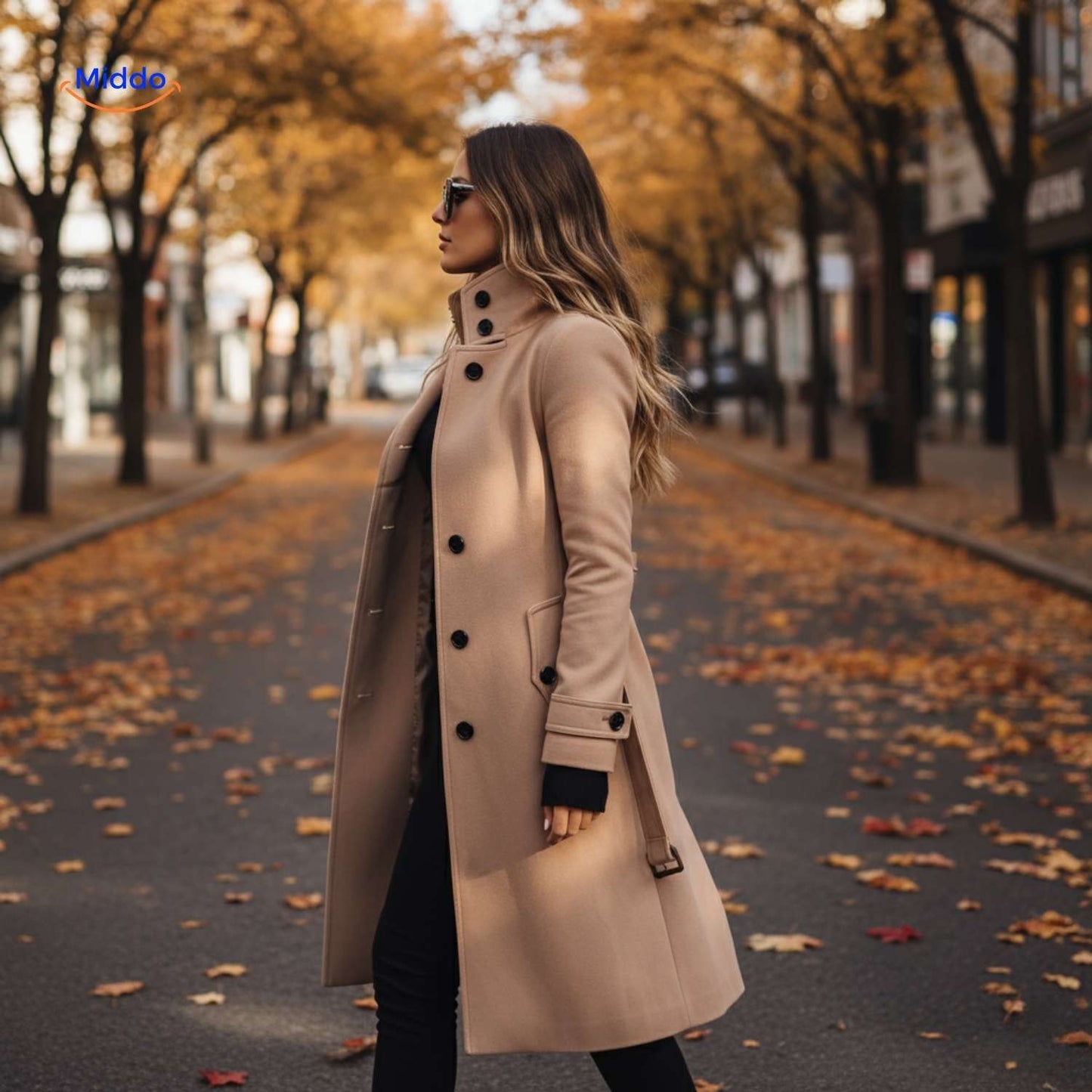 Jyara™ Coat | Elegant coat with button closure for women