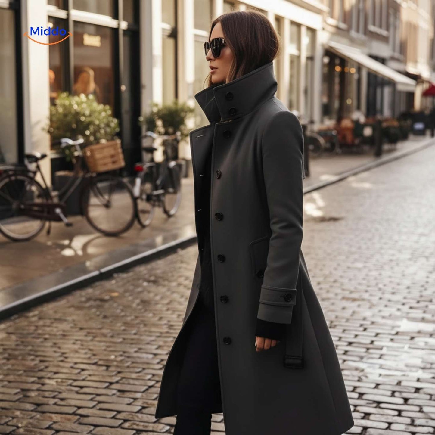 Jyara™ Coat | Elegant coat with button closure for women