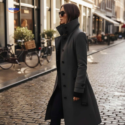 Jyara™ Coat | Elegant coat with button closure for women