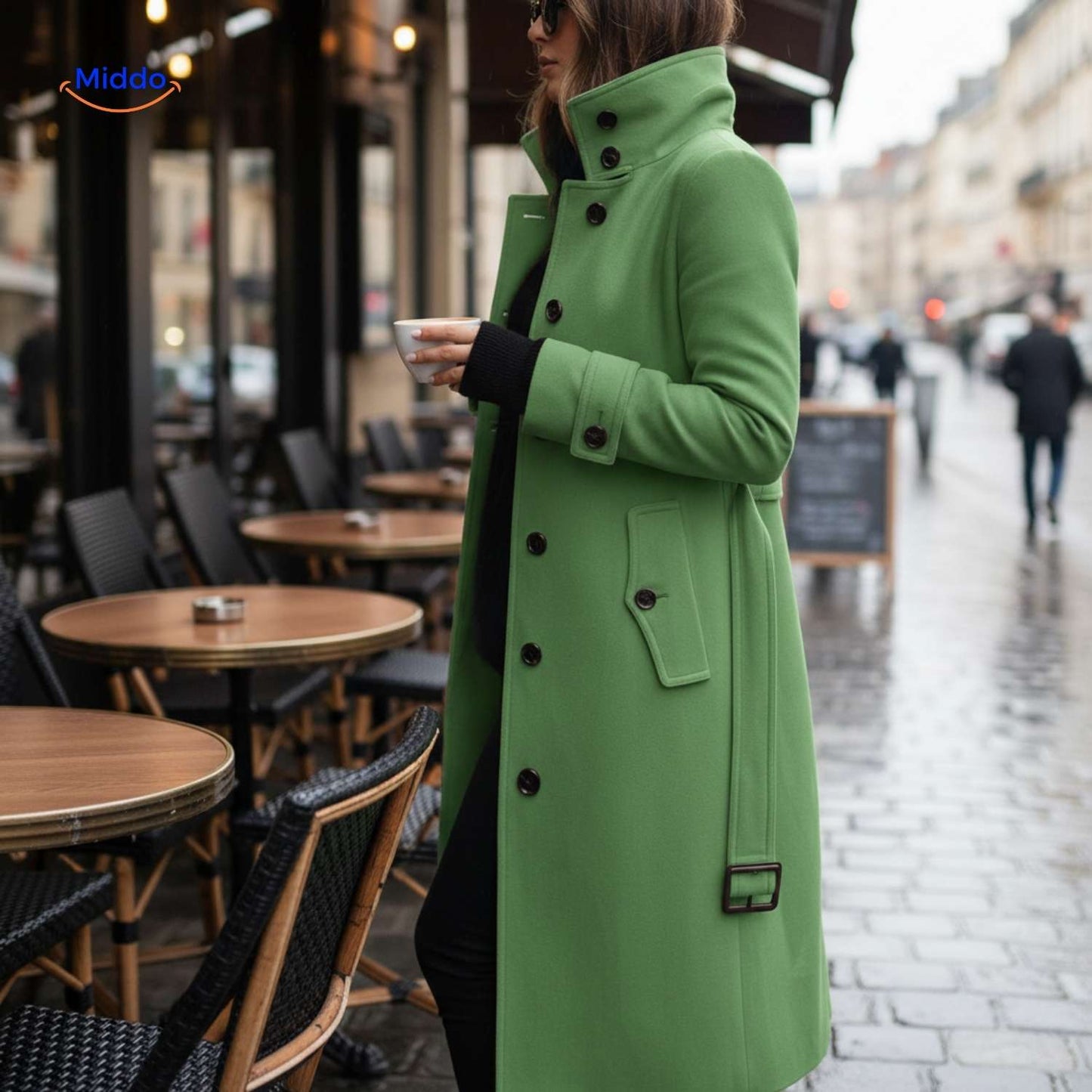 Jyara™ Coat | Elegant coat with button closure for women