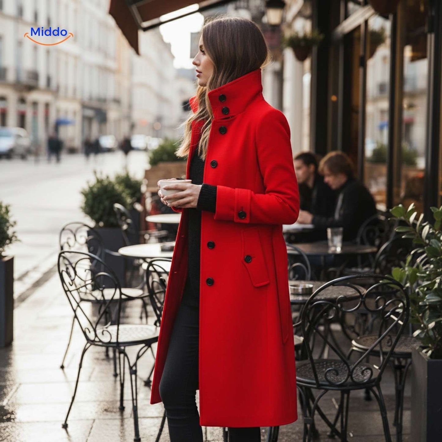Jyara™ Coat | Elegant coat with button closure for women