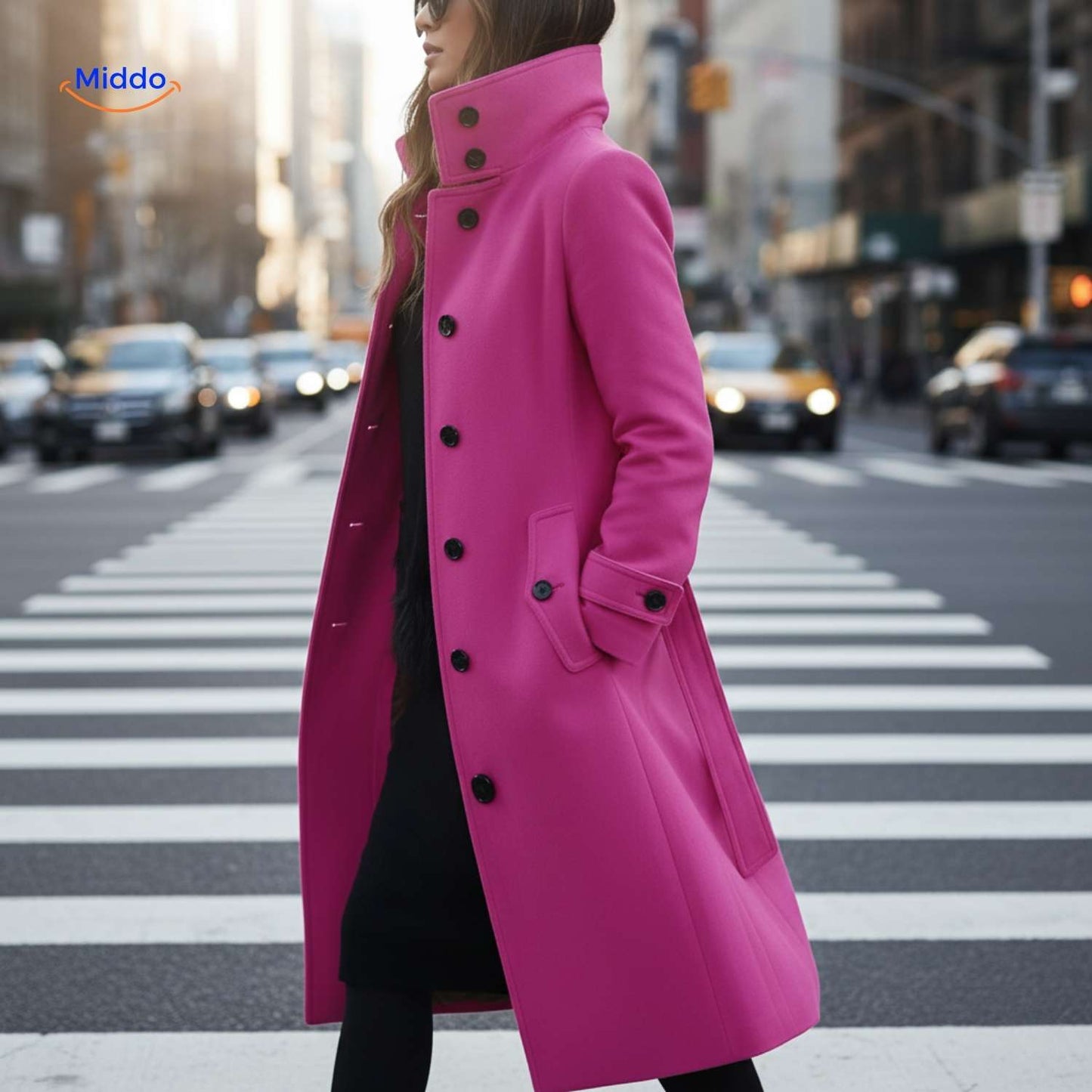 Jyara™ Coat | Elegant coat with button closure for women