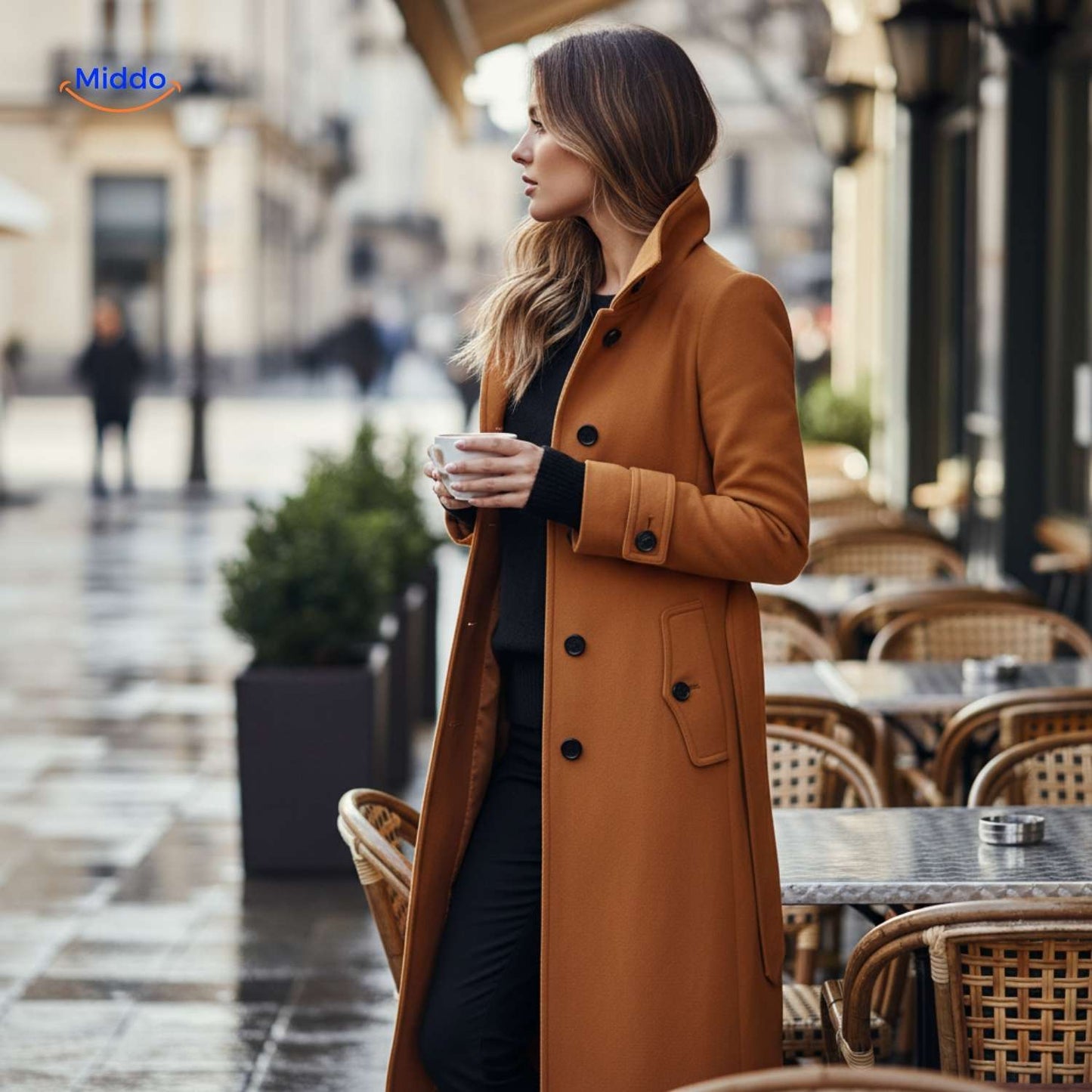 Jyara™ Coat | Elegant coat with button closure for women