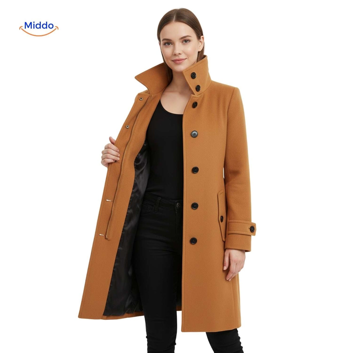 Jyara™ Coat | Elegant coat with button closure for women