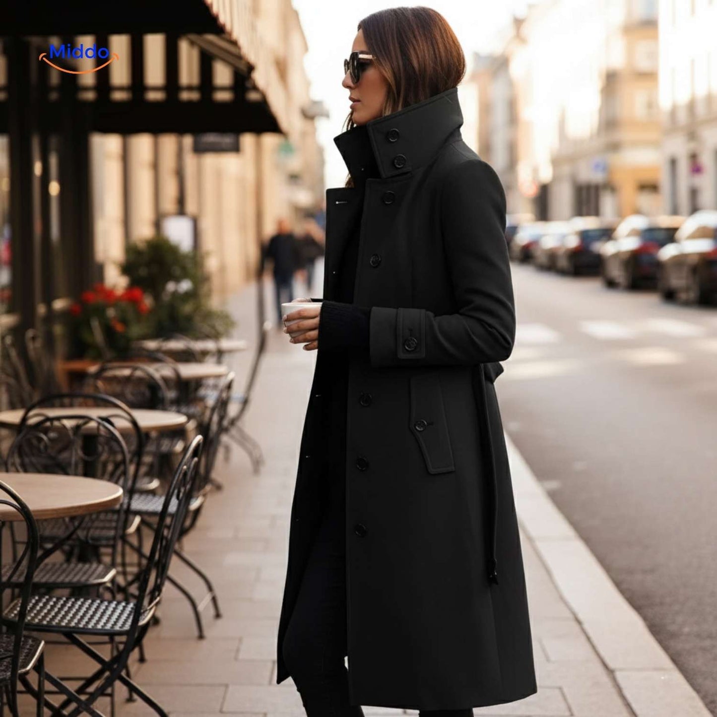 Jyara™ Coat | Elegant coat with button closure for women